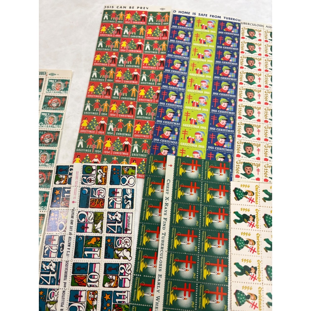 Vintage Christmas Seals Boys Town Charity Stamp Sheets Lot 100+ American Lung - Picture 10 of 16